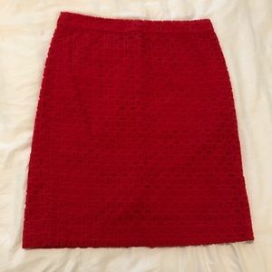 J. Crew red eyelet No. 2 pencil skirt, lined, 4